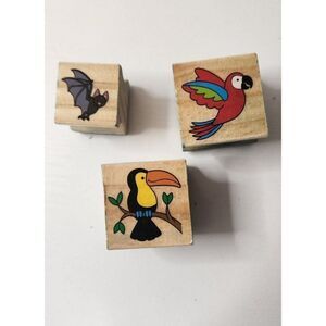 Set of 3 Birds & Bats Rubber Stamps